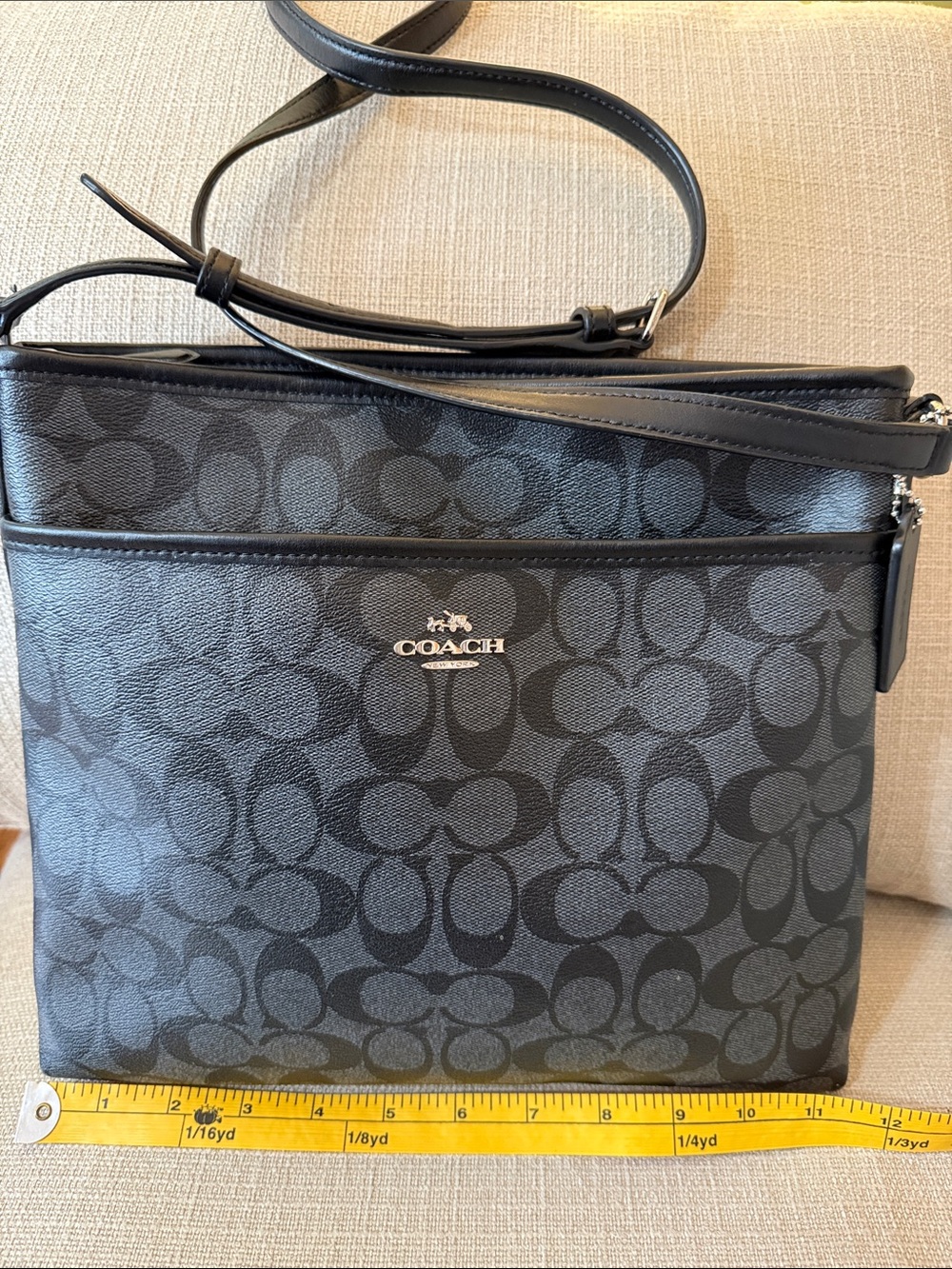 Coach Black Signature Coated Canvas Crossbody Bag